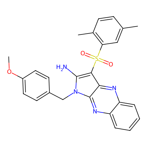 3-((2,5-dimethylphenyl)sulfonyl)-1-(4-methoxybenzyl)-1H-pyrrolo[2,3-b]quinoxalin-2-amine structure