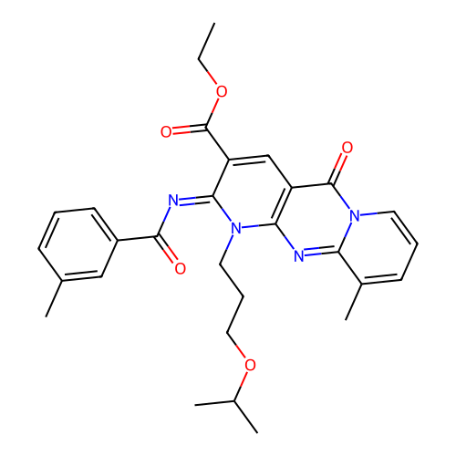 (Z)-ethyl 1-(3-isopropoxypropyl)-10-methyl-2-((3-methylbenzoyl)imino)-5-oxo-2,5-dihydro-1H-dipyrido[1,2-a:2',3'-d]pyrimidine-3-carboxylate structure