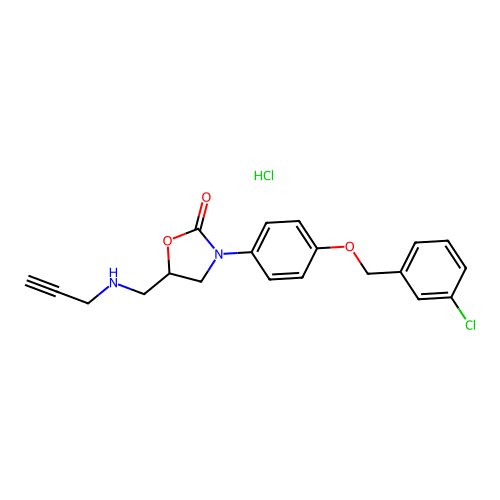 2-Oxazolidinone, 3-(4-((3-chlorophenyl)methoxy)phenyl)-5-((2-propynylamino)methyl)-, monohydrochloride structure