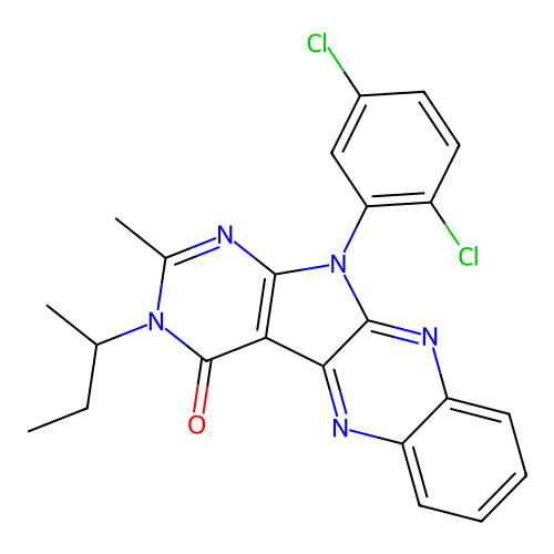 3-(butan-2-yl)-11-(2,5-dichlorophenyl)-2-methyl-3,11-dihydro-4H-pyrimido[5',4':4,5]pyrrolo[2,3-b]quinoxalin-4-one structure
