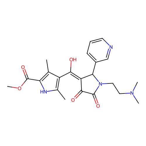 methyl 4-[[1-(2-dimethylaminoethyl)-4,5-dioxo-2-pyridin-3-ylpyrrolidin-3-ylidene]-hydroxymethyl]-3,5-dimethyl-1H-pyrrole-2-carboxylate structure