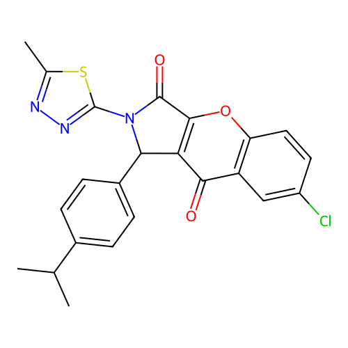7-chloro-1-(4-isopropylphenyl)-2-(5-methyl-1,3,4-thiadiazol-2-yl)-1,2-dihydrochromeno[2,3-c]pyrrole-3,9-dione structure