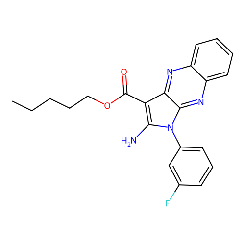 pentyl 2-amino-1-(3-fluorophenyl)-1H-pyrrolo[2,3-b]quinoxaline-3-carboxylate structure