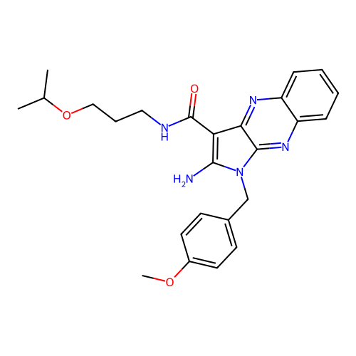 2-amino-1-(4-methoxybenzyl)-N-[3-(propan-2-yloxy)propyl]-1H-pyrrolo[2,3-b]quinoxaline-3-carboxamide structure