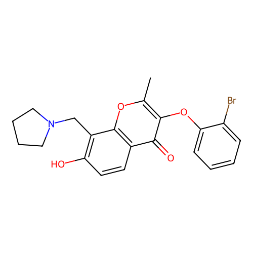 3-(2-bromophenoxy)-7-hydroxy-2-methyl-8-(pyrrolidin-1-ylmethyl)-4H-chromen-4-one structure
