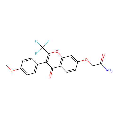 2-((3-(4-methoxyphenyl)-4-oxo-2-(trifluoromethyl)-4H-chromen-7-yl)oxy)acetamide structure