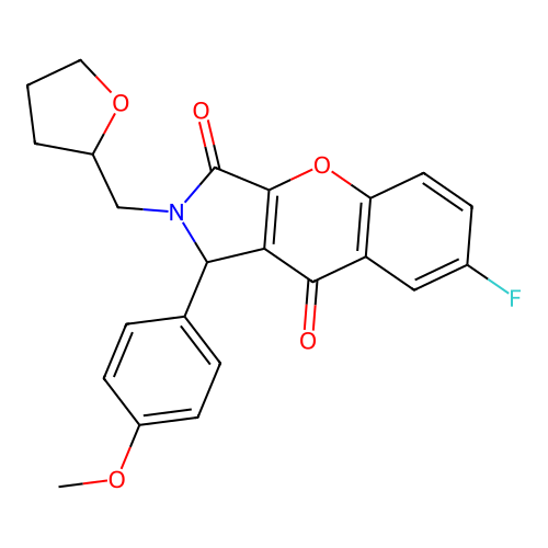 7-fluoro-1-(4-methoxyphenyl)-2-(oxolan-2-ylmethyl)-1H-chromeno[2,3-c]pyrrole-3,9-dione structure