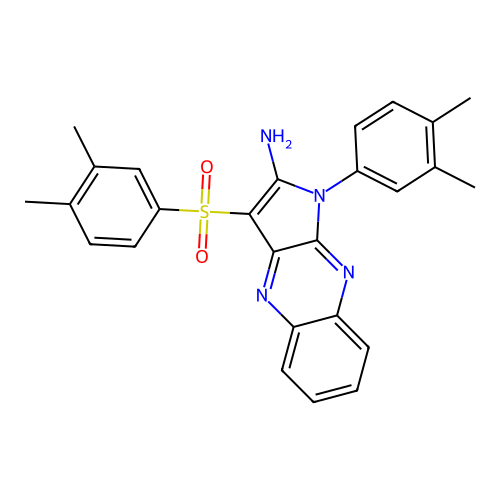 1-(3,4-dimethylphenyl)-3-(3,4-dimethylphenyl)sulfonylpyrrolo[3,2-b]quinoxalin-2-amine structure