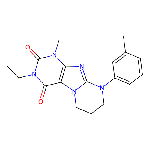3-ethyl-1-methyl-9-(3-methylphenyl)-6,7,8,9-tetrahydropyrimido[2,1-f]purine-2,4(1H,3H)-dione structure