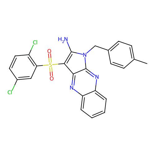 3-((2,5-dichlorophenyl)sulfonyl)-1-(4-methylbenzyl)-1H-pyrrolo[2,3-b]quinoxalin-2-amine structure