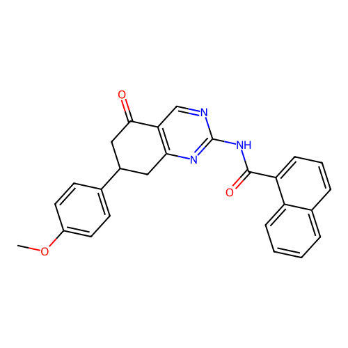 N-[7-(4-methoxyphenyl)-5-oxo(6,7,8-trihydroquinazolin-2-yl)]naphthylcarboxamid e structure
