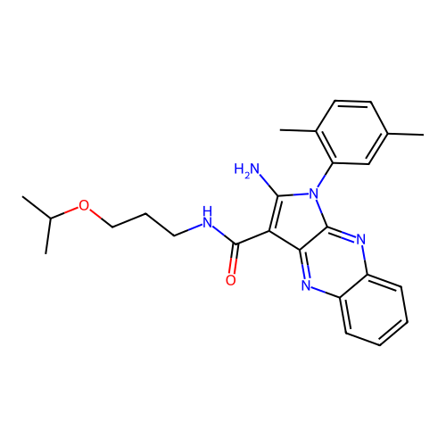 2-amino-1-(2,5-dimethylphenyl)-N-(3-isopropoxypropyl)-1H-pyrrolo[2,3-b]quinoxaline-3-carboxamide structure