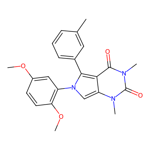 6-(2,5-dimethoxyphenyl)-1,3-dimethyl-5-(3-methylphenyl)pyrrolo[3,4-d]pyrimidine-2,4-dione structure