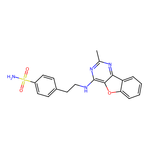 4-{2-[(2-Methyl[1]benzofuro[3,2-d]pyrimidin-4-yl)amino]ethyl}benzenesulfonamide structure