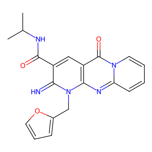 1-(2-furylmethyl)-2-imino-N~3~-isopropyl-5-oxo-1,5-dihydro-2H-dipyrido[1,2-a:2,3-d]pyrimidine-3-carboxamide structure