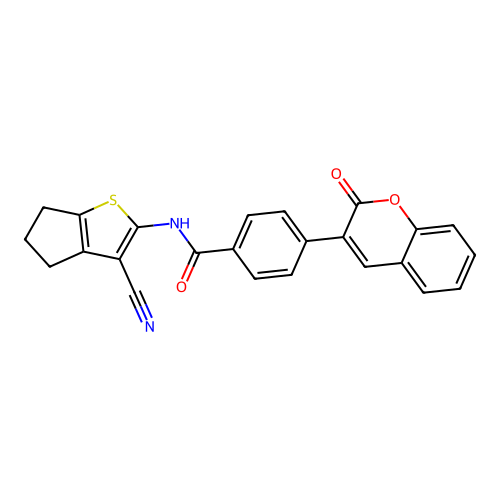 N-(3-cyano-5,6-dihydro-4H-cyclopenta[b]thiophen-2-yl)-4-(2-oxo-2H-chromen-3-yl)benzamide structure