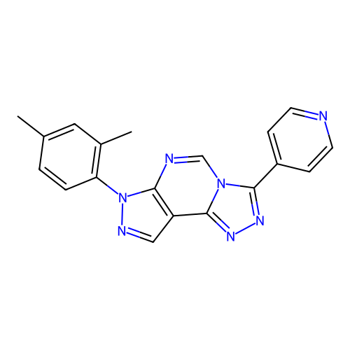 7-(2,4-dimethylphenyl)-3-(pyridin-4-yl)-7H-pyrazolo[4,3-e][1,2,4]triazolo[4,3-c]pyrimidine structure