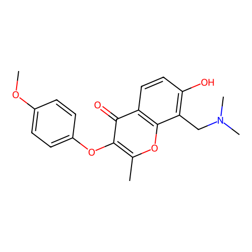 8-[(dimethylamino)methyl]-7-hydroxy-3-(4-methoxyphenoxy)-2-methyl-4H-chromen-4-one structure