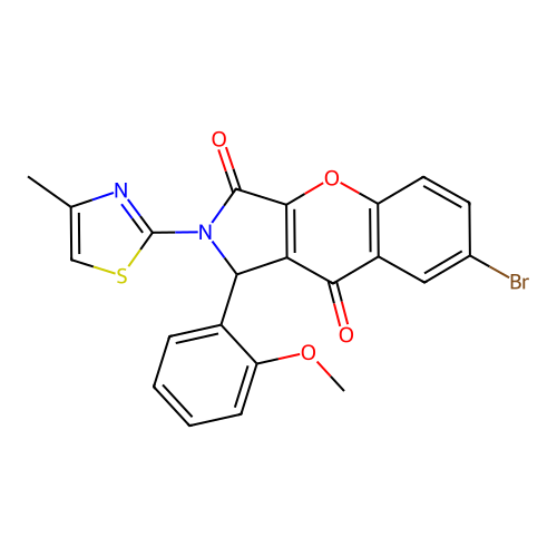 7-bromo-1-(2-methoxyphenyl)-2-(4-methyl-1,3-thiazol-2-yl)-1,2-dihydrochromeno[2,3-c]pyrrole-3,9-dione structure