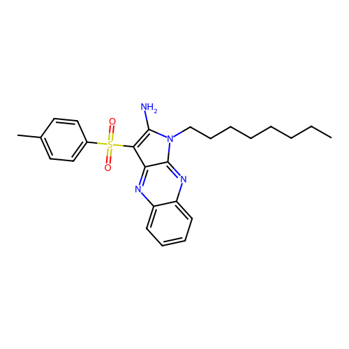 3-[(4-methylphenyl)sulfonyl]-1-octyl-1H-pyrrolo[2,3-b]quinoxalin-2-amine structure