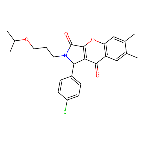 1-(4-chlorophenyl)-2-(3-isopropoxypropyl)-6,7-dimethyl-1,2-dihydrochromeno[2,3-c]pyrrole-3,9-dione structure