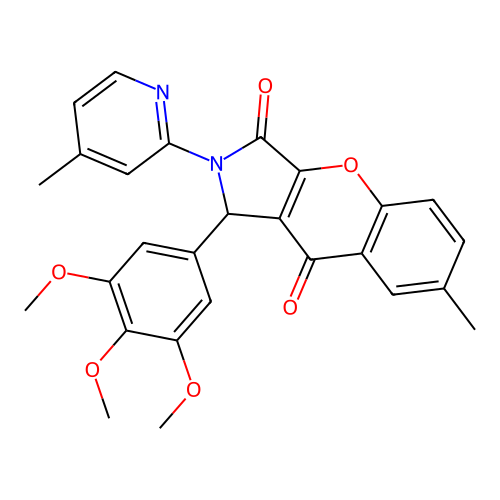 7-methyl-2-(4-methylpyridin-2-yl)-1-(3,4,5-trimethoxyphenyl)-1,2-dihydrochromeno[2,3-c]pyrrole-3,9-dione structure