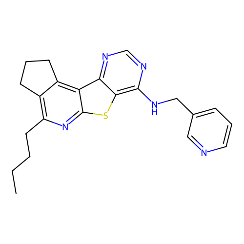 4-butyl-N-(pyridin-3-ylmethyl)-2,3-dihydro-1H-cyclopenta[4',5']pyrido[3',2':4,5]thieno[3,2-d]pyrimidin-7-amine structure