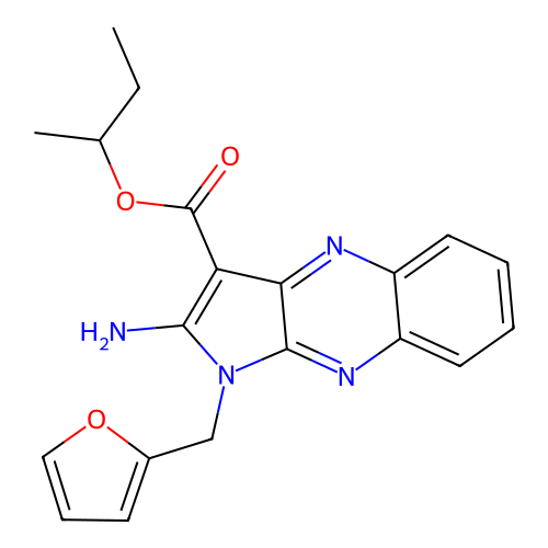 butan-2-yl 2-amino-1-(furan-2-ylmethyl)-1H-pyrrolo[2,3-b]quinoxaline-3-carboxylate structure
