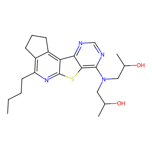 1,1'-((4-butyl-2,3-dihydro-1H-cyclopenta[4',5']pyrido[3',2':4,5]thieno[3,2-d]pyrimidin-7-yl)azanediyl)bis(propan-2-ol) structure