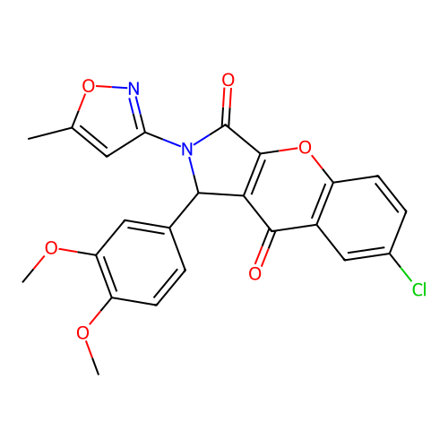 7-chloro-1-(3,4-dimethoxyphenyl)-2-(5-methyl-1,2-oxazol-3-yl)-1,2-dihydrochromeno[2,3-c]pyrrole-3,9-dione structure