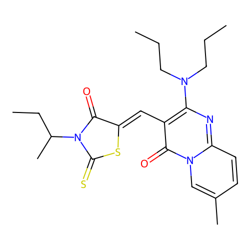 (Z)-3-(sec-butyl)-5-((2-(dipropylamino)-7-methyl-4-oxo-4H-pyrido[1,2-a]pyrimidin-3-yl)methylene)-2-thioxothiazolidin-4-one structure