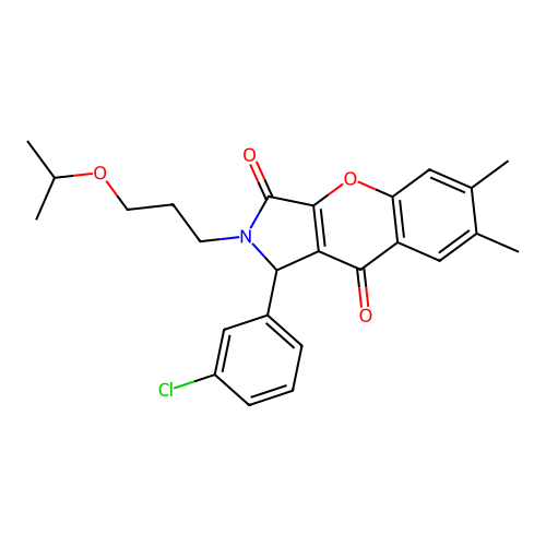 1-(3-chlorophenyl)-2-(3-isopropoxypropyl)-6,7-dimethyl-1,2-dihydrochromeno[2,3-c]pyrrole-3,9-dione structure