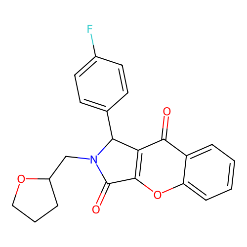 1-(4-fluorophenyl)-2-(oxolan-2-ylmethyl)-1H-chromeno[2,3-c]pyrrole-3,9-dione structure