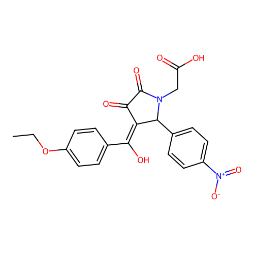 [(3E)-3-[(4-ethoxyphenyl)(hydroxy)methylidene]-2-(4-nitrophenyl)-4,5-dioxopyrrolidin-1-yl]acetic acid structure