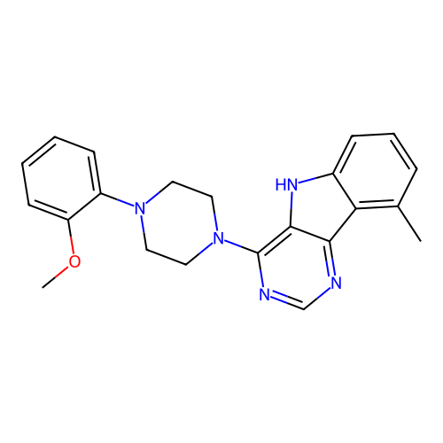 4-[4-(2-methoxyphenyl)piperazin-1-yl]-9-methyl-5H-pyrimido[5,4-b]indole structure