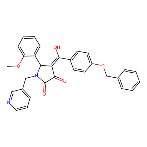 (4E)-4-[hydroxy-(4-phenylmethoxyphenyl)methylidene]-5-(2-methoxyphenyl)-1-(pyridin-3-ylmethyl)pyrrolidine-2,3-dione structure