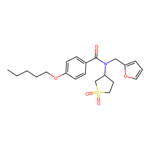 N-(1,1-dioxidotetrahydrothiophen-3-yl)-N-(furan-2-ylmethyl)-4-(pentyloxy)benzamide structure