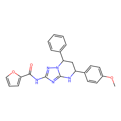 N-(5-(4-methoxyphenyl)-7-phenyl-4,5,6,7-tetrahydro-[1,2,4]triazolo[1,5-a]pyrimidin-2-yl)furan-2-carboxamide structure