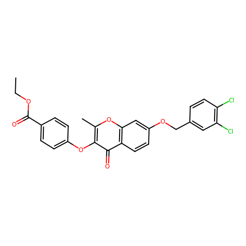 ethyl 4-((7-((3,4-dichlorobenzyl)oxy)-2-methyl-4-oxo-4H-chromen-3-yl)oxy)benzoate structure