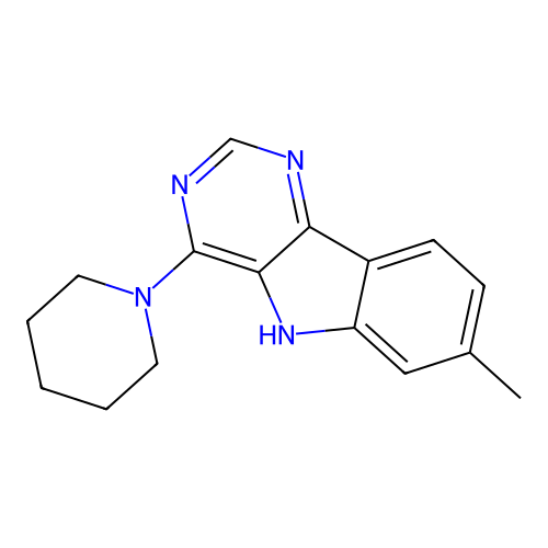 7-methyl-4-(piperidin-1-yl)-5H-pyrimido[5,4-b]indole structure