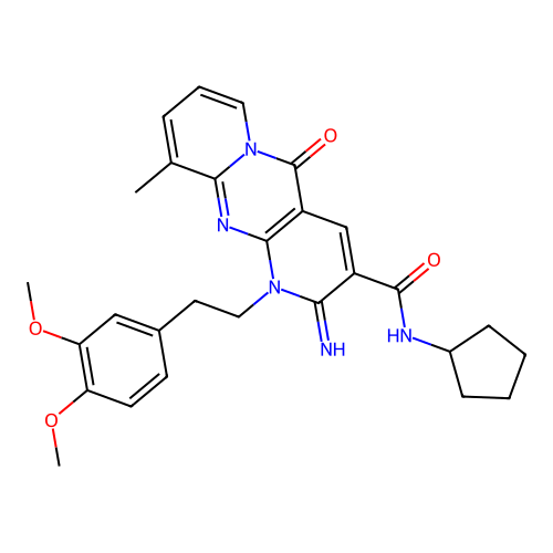 N-cyclopentyl-1-[2-(3,4-dimethoxyphenyl)ethyl]-2-imino-10-methyl-5-oxo-1,5-dihydro-2H-dipyrido[1,2-a:2',3'-d]pyrimidine-3-carboxamide structure