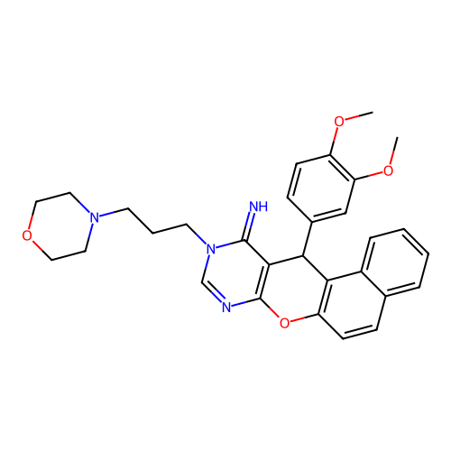 12-(3,4-dimethoxyphenyl)-10-[3-(morpholin-4-yl)propyl]-10,12-dihydro-11H-benzo[5,6]chromeno[2,3-d]pyrimidin-11-imine structure