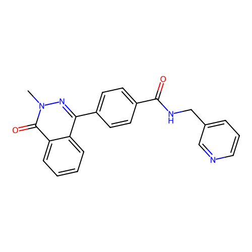 4-(3-methyl-4-oxo-3,4-dihydrophthalazin-1-yl)-N-(pyridin-3-ylmethyl)benzamide structure
