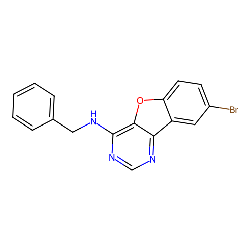 N-benzyl-8-bromo[1]benzofuro[3,2-d]pyrimidin-4-amine structure