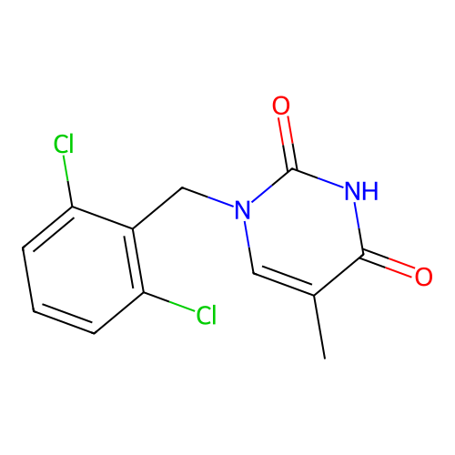1-(2,6-dichlorobenzyl)-4-hydroxy-5-methylpyrimidin-2(1H)-one structure