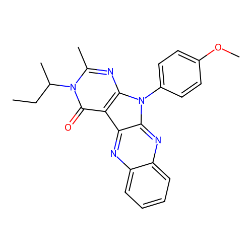 3-(butan-2-yl)-11-(4-methoxyphenyl)-2-methyl-3,11-dihydro-4H-pyrimido[5',4':4,5]pyrrolo[2,3-b]quinoxalin-4-one structure