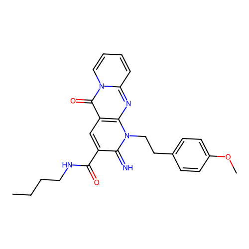 N-butyl-2-imino-1-[2-(4-methoxyphenyl)ethyl]-5-oxo-1,5-dihydro-2H-dipyrido[1,2-a:2',3'-d]pyrimidine-3-carboxamide structure