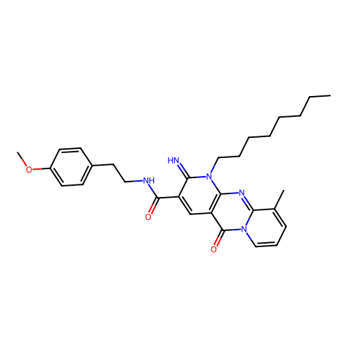2-imino-N-[2-(4-methoxyphenyl)ethyl]-10-methyl-1-octyl-5-oxo-1,5-dihydro-2H-dipyrido[1,2-a:2',3'-d]pyrimidine-3-carboxamide structure