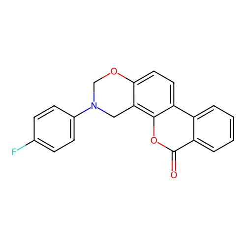 3-(4-fluorophenyl)-3,4-dihydro-2H,6H-benzo[3,4]chromeno[8,7-e][1,3]oxazin-6-one structure