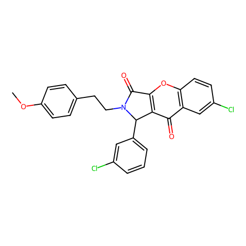 7-chloro-1-(3-chlorophenyl)-2-(4-methoxyphenethyl)-1,2-dihydrochromeno[2,3-c]pyrrole-3,9-dione structure